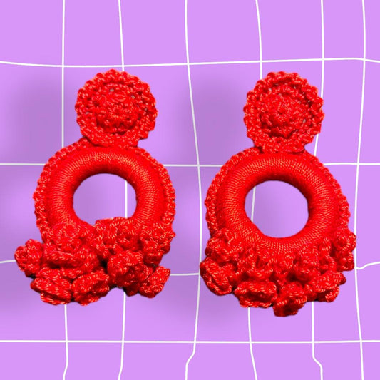 BRINCOS CROCHÉ ROSINHAS - Cucawik