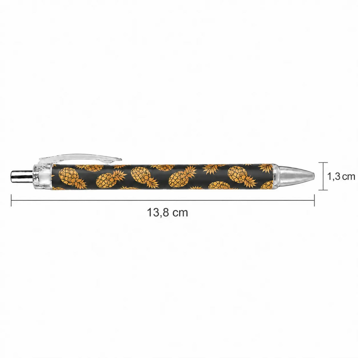 Caneta Esferográfica Ananás Dourado Fundo Castanho | Cucawik