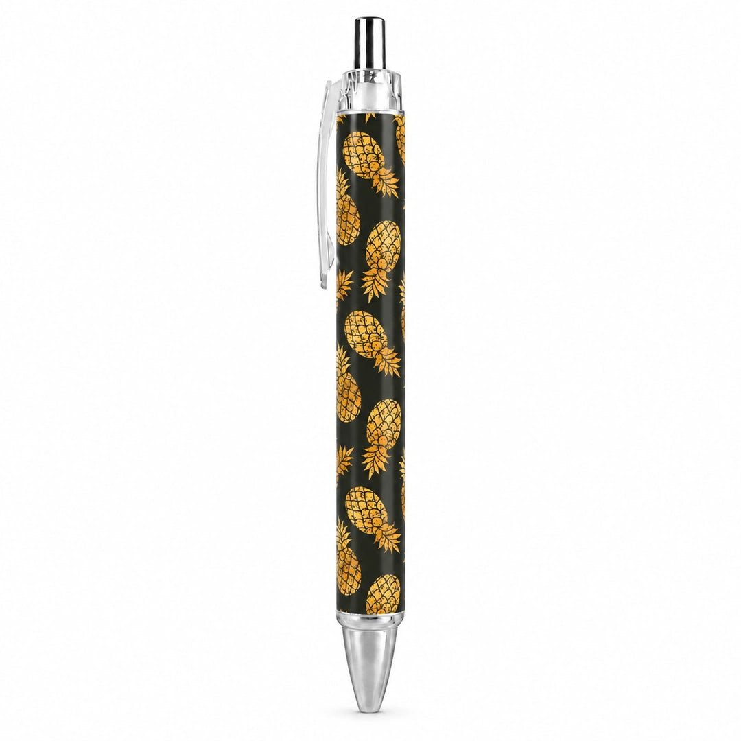 Caneta Esferográfica Ananás Dourado Fundo Castanho | Cucawik
