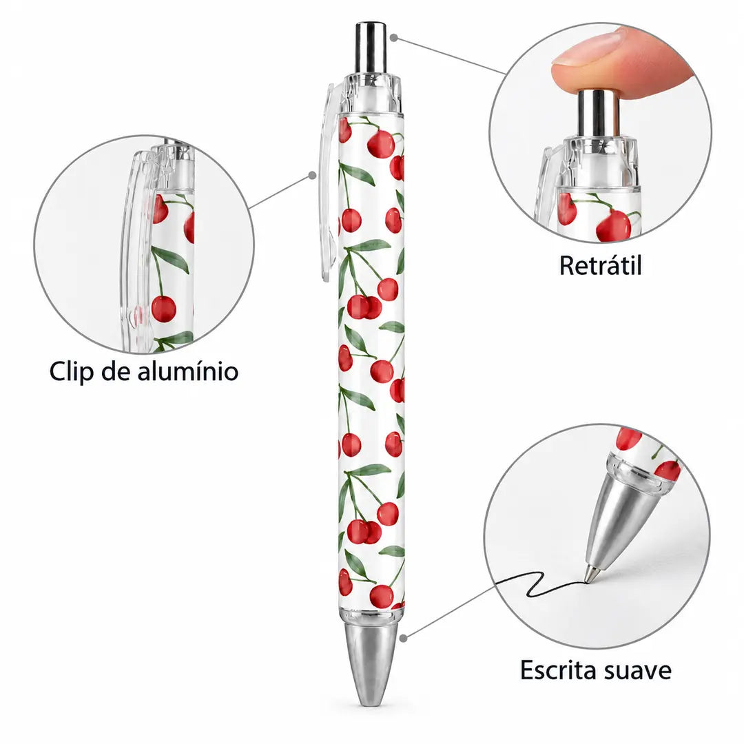 Caneta Esferográfica Cerejas | Cucawik
