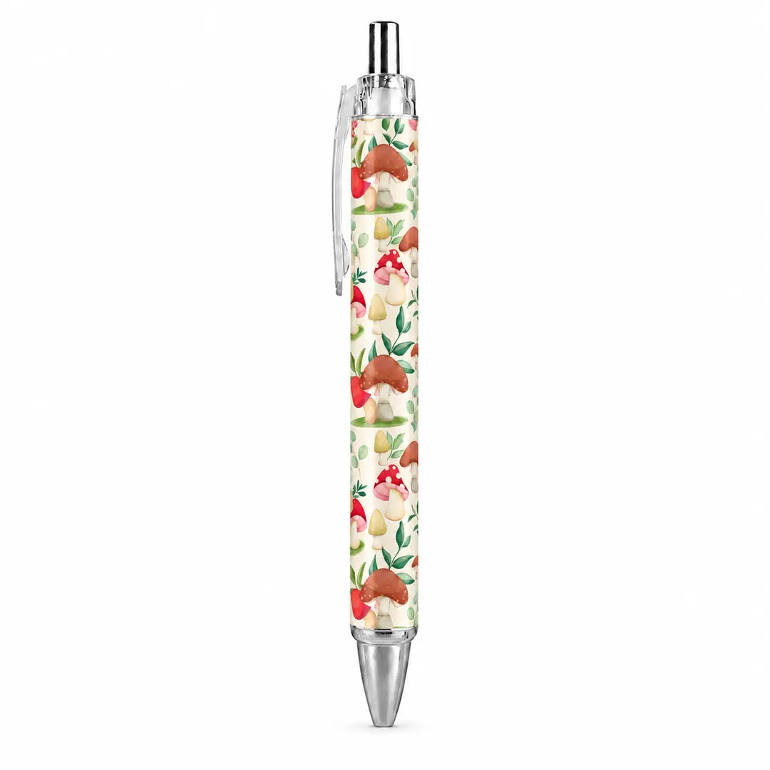 Caneta Esferográfica Cogumelos Ilustrados Creme | Cucawik