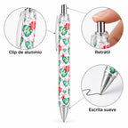 Caneta Esferográfica Corações Cacto Floral | Cucawik