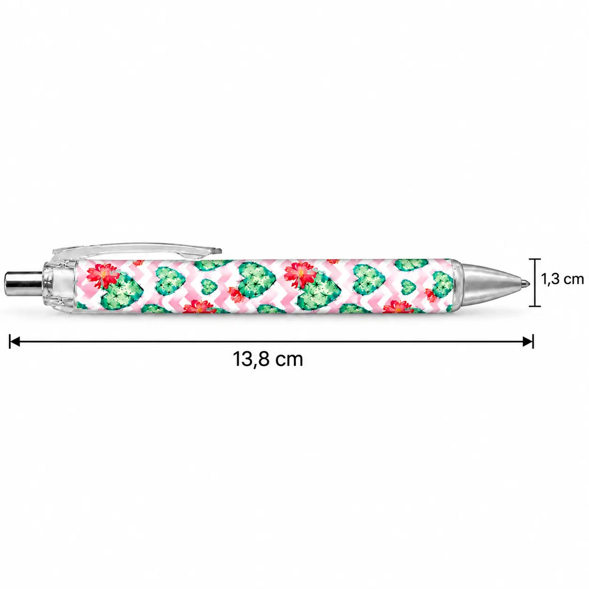 Caneta Esferográfica Corações Cacto Floral | Cucawik