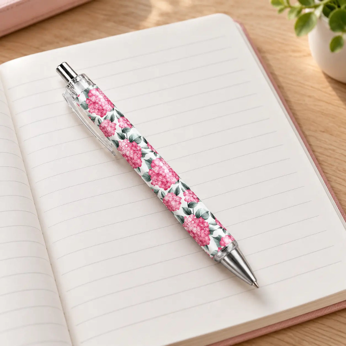 Caneta Esferográfica Hortênsias Rosa | Cucawik