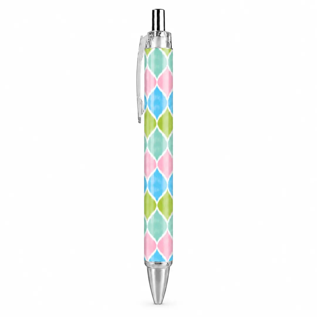 Caneta Esferográfica Ikat Pastel Rosa Verde Azul | Cucawik