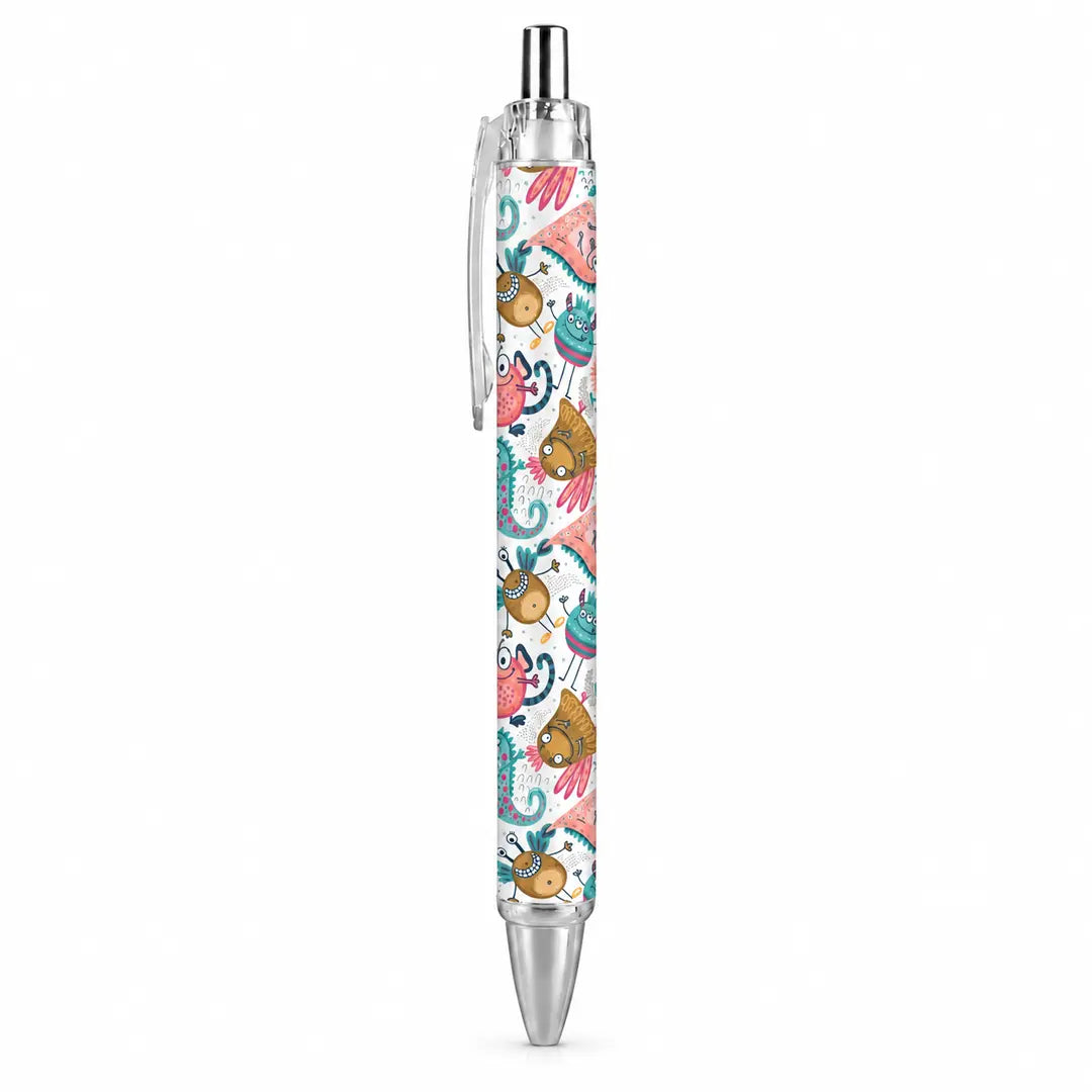 Caneta Esferográfica Infantil Monstros Rosa Azul Castanho | Cucawik