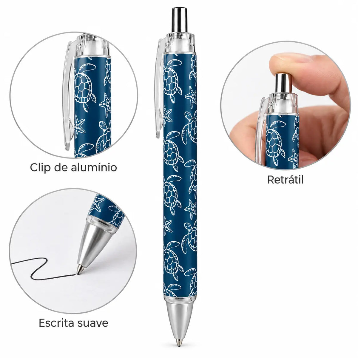Caneta Esferográfica Tartarugas Marinhas Azul – características | Cucawik