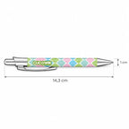 Caneta Esferográfica com Clip Metálico Ikat Pastel Rosa Verde Azul | Cucawik
