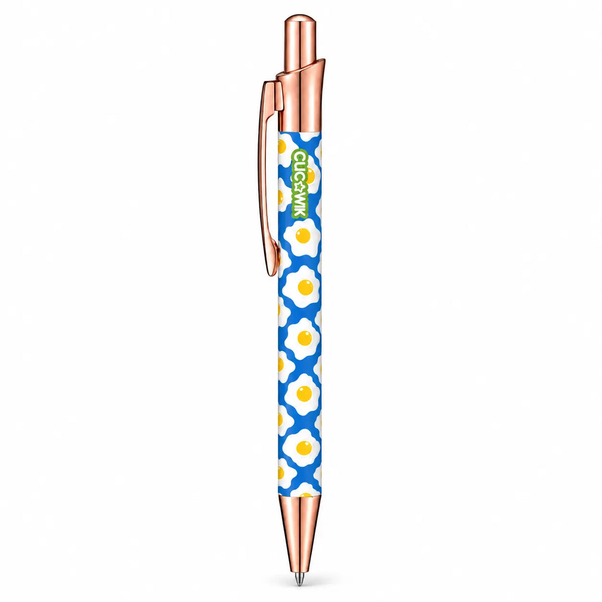 Caneta Esferográfica com Clip Metálico Ovos Estrelados Azul | Dourado Rosa | Cucawik