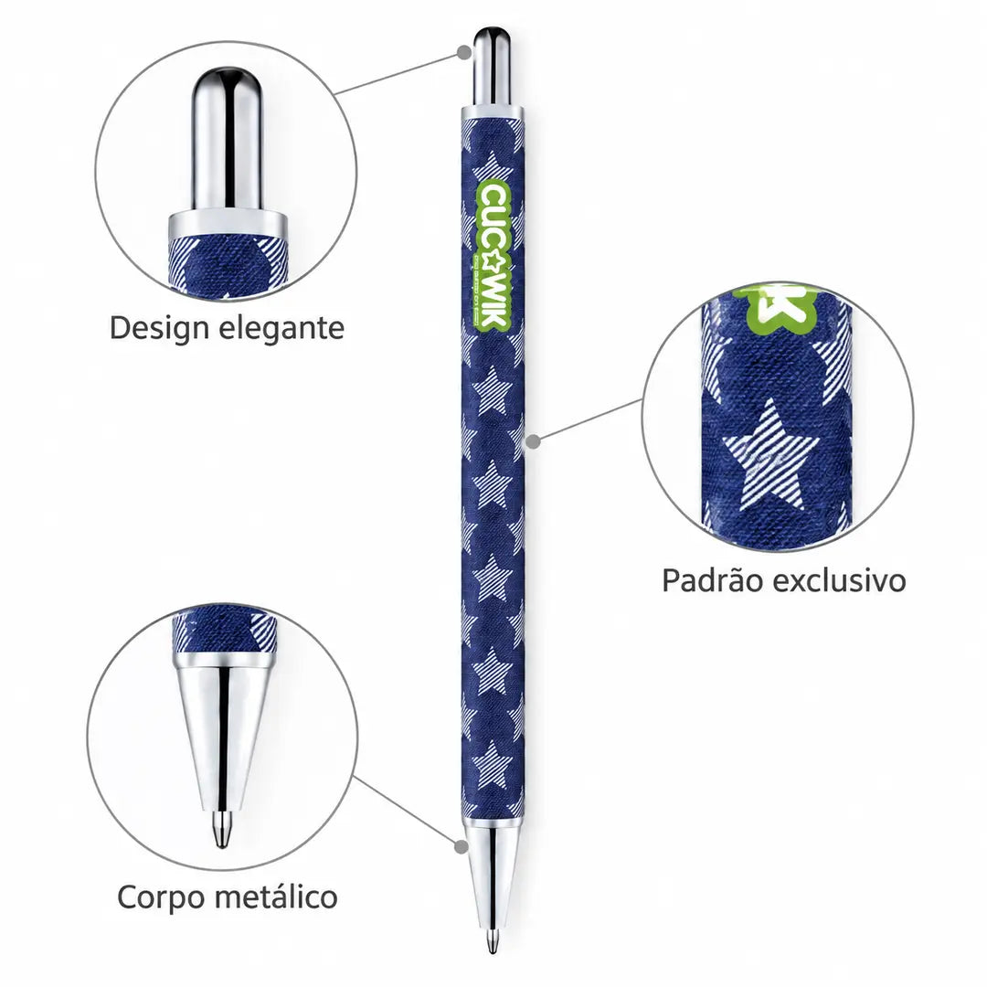 Caneta Esferográfica Metálica Estrelas Ganga | Cucawik