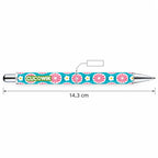 Caneta Esferográfica Metálica Flores Retro Turquesa Rosa | Cucawik