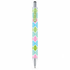 Caneta Esferográfica Metálica Ikat Pastel Rosa Verde Azul | Cucawik