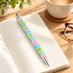 Caneta Esferográfica Metálica Ikat Pastel Rosa Verde Azul | Cucawik