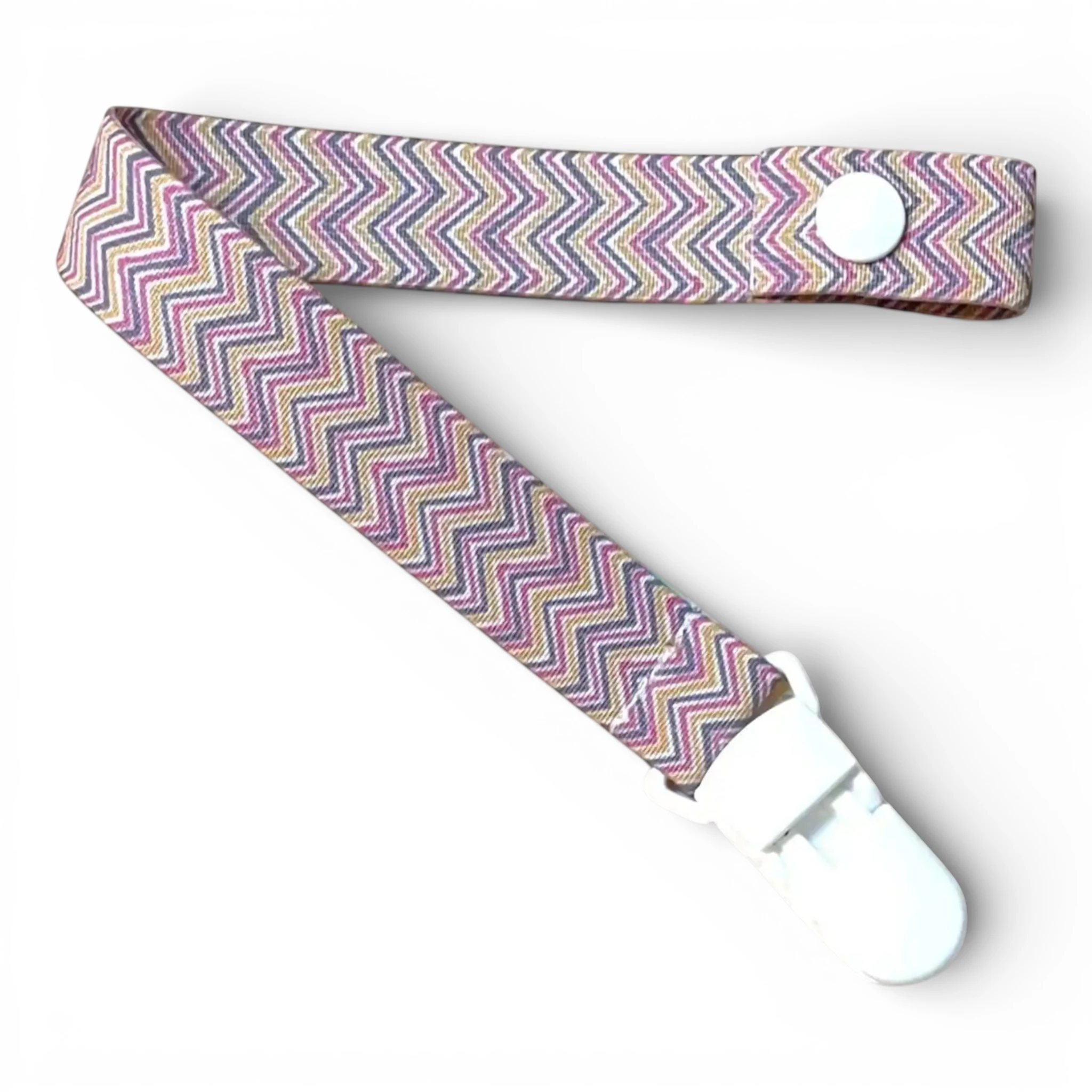 Fita de Chucha Baby Chevron Rosa Cinzento Dourado