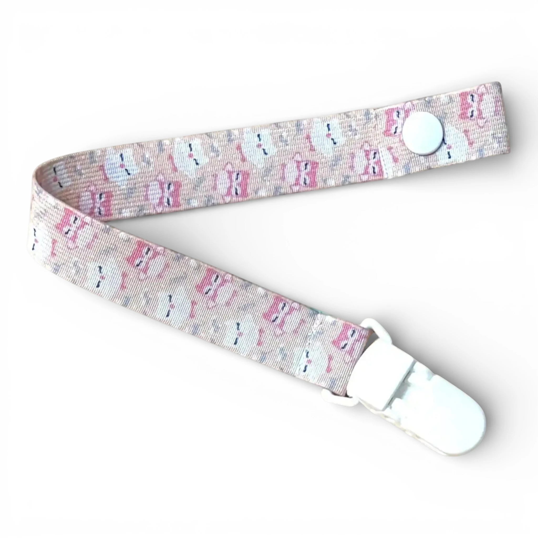 Fita de Chucha Baby Infantil Corujas Rosa Branco