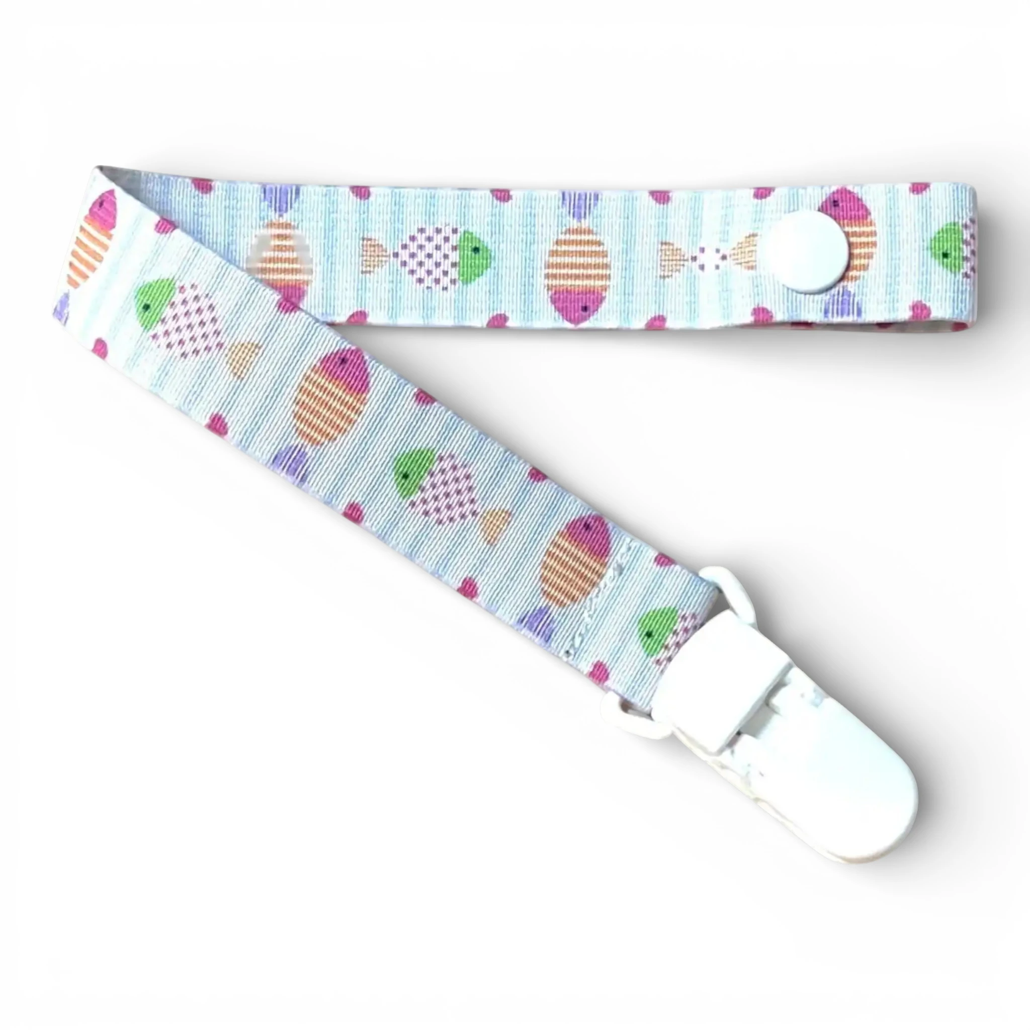 Fita de Chucha Baby Infantil Peixes Rosa Verde Roxo