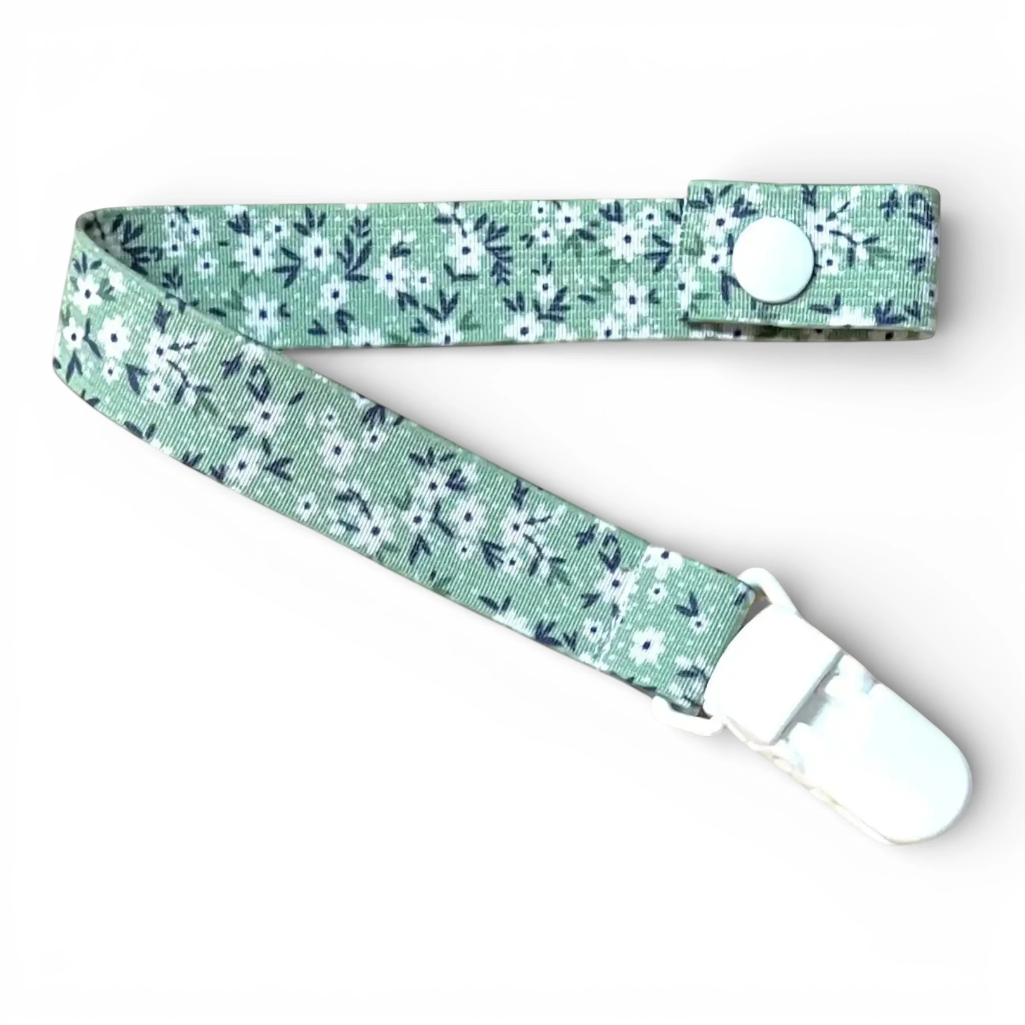 Fita de Chucha Baby Margaridas Verde Cinzento