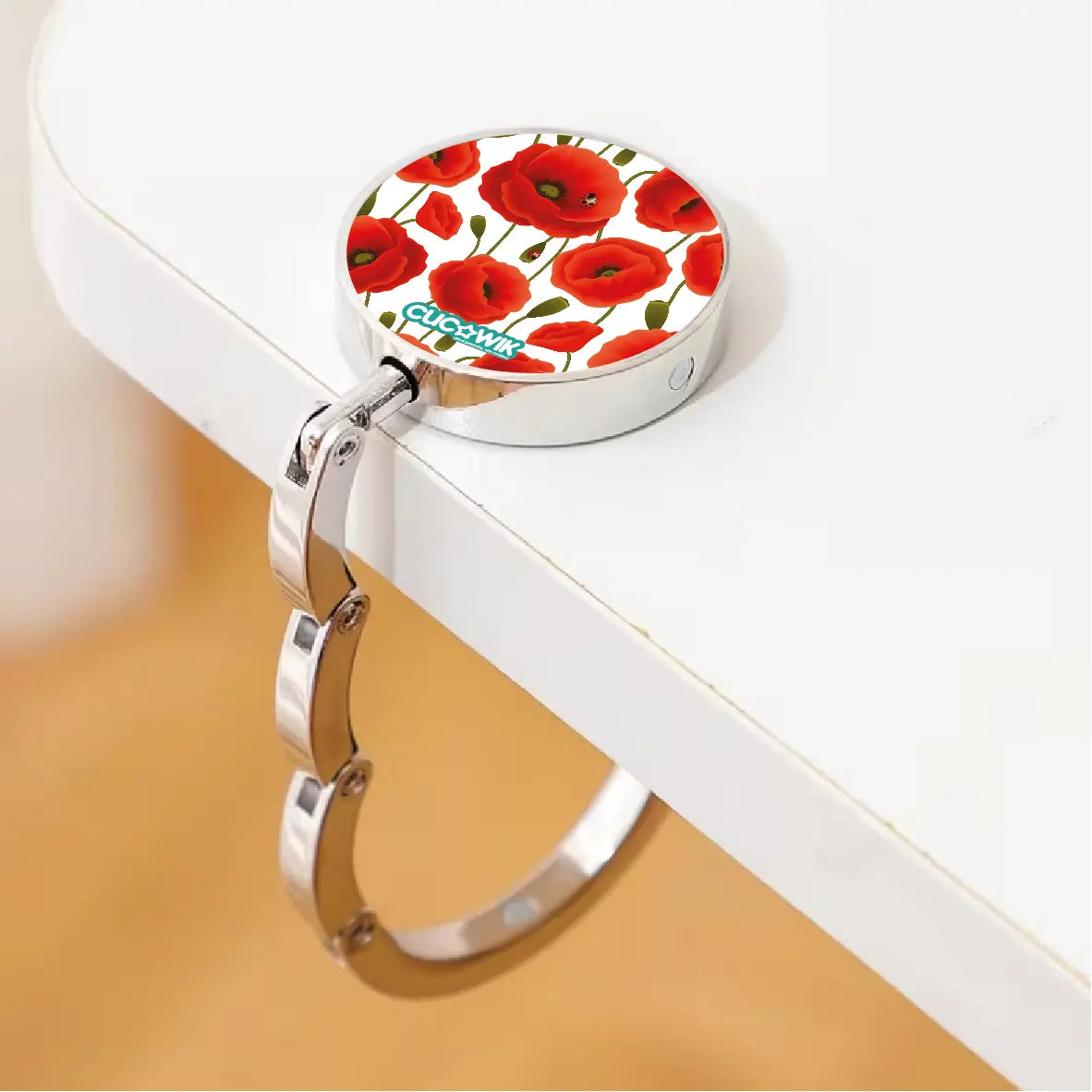 Gancho de Mala Dobrável para Mesa Papoilas Vermelhas| Cucawik