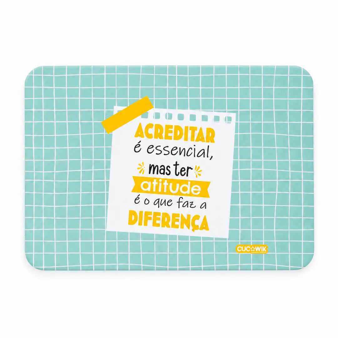 Íman Rectangular com Frase "Acreditar É Essencial Mas Ter Atitude Faz A Diferença"