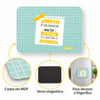 Características do íman de frigorífico Acreditar É Essencial Mas Ter Atitude Faz A Diferença – madeira MDF