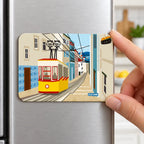 Íman de frigorífico Eléctrico Bica Lisboa em utilização – na porta do frigorífico