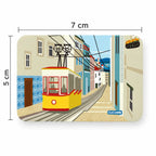 Medidas do íman de frigorífico Eléctrico Bica Lisboa – 7 × 5 cm