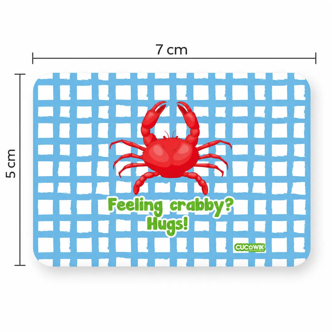 Medidas do íman de frigorífico Feeling Crabby? Hugs! – 7 × 5 cm