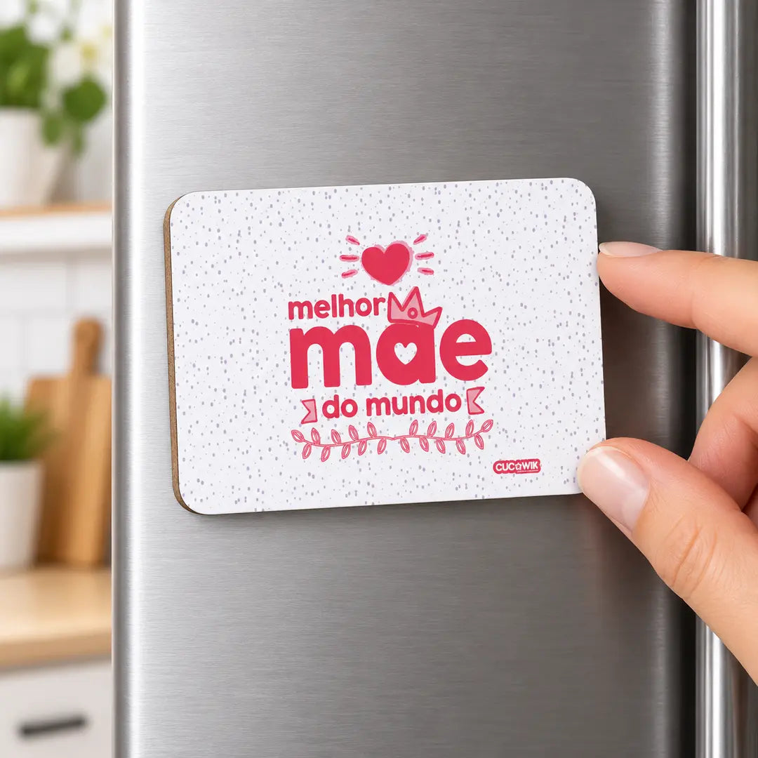 Íman de frigorífico Melhor Mãe do Mundo em utilização – na porta do frigorífico