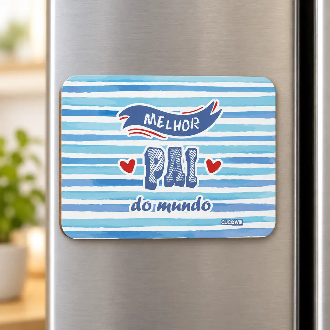 Íman de frigorífico Melhor Pai do Mundo em ambiente de cozinha