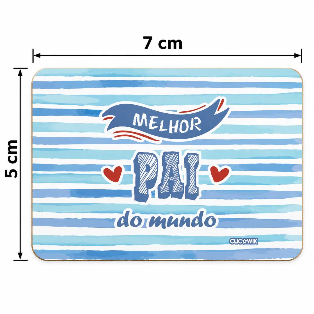 Medidas do íman de frigorífico Melhor Pai do Mundo – 7 × 5 cm