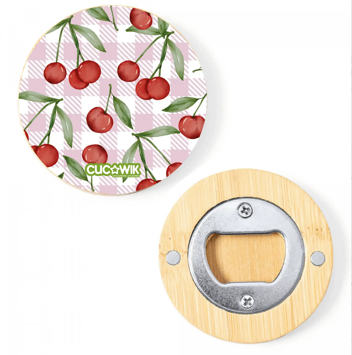 Abre Garrafas Magnéticos com Padrão de Cerejas do Fundão | Cucawik