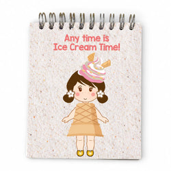 Bloco Argolas Liso Boneca e Frase "Any Time Is Ice Cream Time"