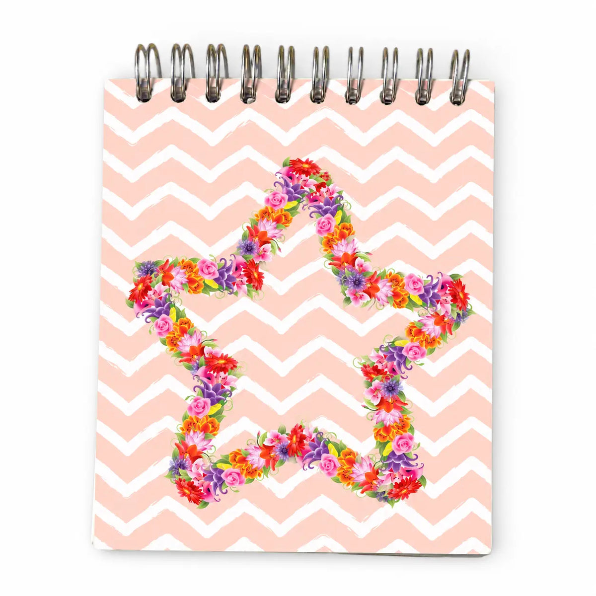 Bloco Argolas Liso Estrela em Flores Chevron Rosa de Flores