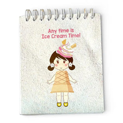 Bloco de Argolas Liso com Boneca Gelado e Frase "Any Time Is Ice Cream Time!" | Cucawik