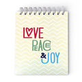Bloco de Argolas Liso com Frase "Love Peace and Joy" com 50 Folhas | Cucawik