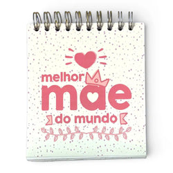 Bloco de Argolas Liso com Frase "Melhor Mãe do Mundo" com 50 Folhas | Cucawik