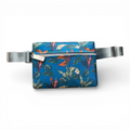 Bolsa de Cintura Impermeável Flower Folhas Exóticas Azul Verde Laranja