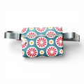 Bolsa de Cintura Impermeável Flower Flores Retro Turquesa Rosa
