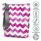 Características da bolsa isotérmica para snacks Chevron Rosa Aguarela – poliéster impermeável