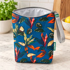 Interior da bolsa isotérmica para snacks Folhas Exóticas Azul Petróleo – TPU impermeável