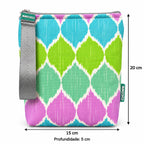 Medidas da bolsa isotérmica para snacks Ikat Pastel Rosa Verde Azul – 20 × 15 × 5 cm