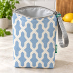 Interior da bolsa isotérmica para snacks Interligado Orgânico Azul Claro – TPU impermeável