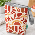 Interior da bolsa isotérmica para snacks Plantas Bege Castanho – TPU impermeável