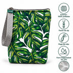 Características da bolsa isotérmica para snacks Plantas Monstera Verde – poliéster impermeável