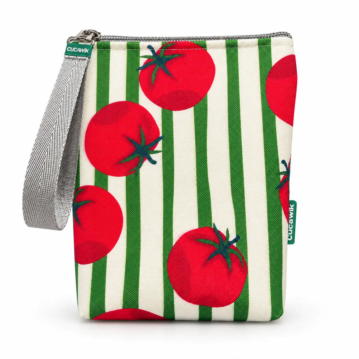 Bolsa Isotérmica para Snacks Tomates Fundo Riscas Verdes
