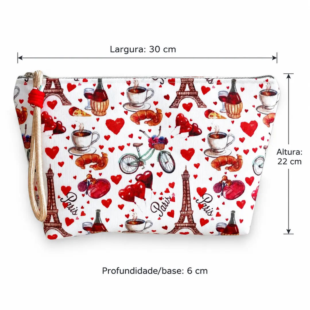Necessaire Grande Impermeável Gal Paris Torre Eiffel — medidas 30 cm de largura, 22 cm de altura e 6 cm de base