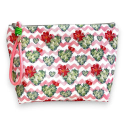 Necessaire Grande Impermeável Gal Corações Cacto Floral | Cucawik