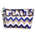 Bolsa Maggy Grande Impermeável com Folho Chevron Azul Cinzento Branco | Cucawik