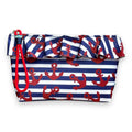 Bolsa Maggy Grande Impermeável com Folho Mar Âncoras Branco Azul | Cucawik
