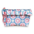 Bolsa Maggy Grande Impermeável com Folho Flores Retro Azul Rosa | Cucawik